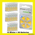 Produktbild: 90 Stück Hörgerätebatterie PowerOne Typ 10 PR70 p10 Hörgeräte Batterie