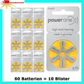 Produktbild: 60 Batterien PowerOne Typ 10 BATTERIEN  PR70  p10 HÖRGERÄTE BATTERIE GELB