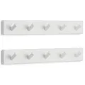Produktbild: LARHN Garderobenhaken Weiß (2 Stück) - Garderobenleiste Weiß mit 5 Haken - 43 cm - Kleiderhaken Wand - Wandgarderobe für Flure, Garderoben, Schlafzimmer und Badezimmer