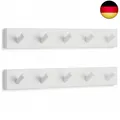 Produktbild: LARHN Garderobenhaken Weiß (2 Stück) - Garderobenleiste Weiß mit 5 Haken - 43 cm