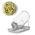 Produktbild: Sprossenglas Keimglas Anzucht Set 1000ml Samen mit Gitterdeckel Ständer & Schale