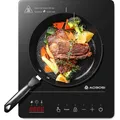 Produktbild: Aobosi Induktionskochfeld 1 Platte 2000W Kochfeld mit Booster 20 Stufen Schwarz