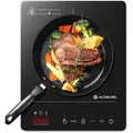 Produktbild: Induktionskochfeld 1 Platte Tragbar 2000W Booster Timer Touch Glas schwarz