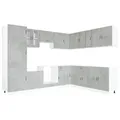 Produktbild: vidaXL 14-TLG. Küchenschrank-Set Porto Betongrau Holzwerkstoff, Küchenzeile Einbauküche, Schrank-Set, Unterschrank, Küchenschrank, Hängeschrank