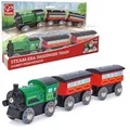 Produktbild: Hape Spielzeugeisenbahn E3719 Dampf-Personenzug, aus Holz, mit 2 Waggons