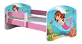 Produktbild: Kinderbett Jugendbett mit einer Schublade und Matratze Rausfallschutz Rosa 70 x 140 80 x 160 80 x 180 ACMA II (09 Meerjungfrau, 70 x 140 cm)