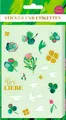 Produktbild: Sticker & Etiketten: 100 grüne Sticker mit Goldfolie für DIY &