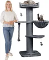 Produktbild: HAPPYPET Premium Kratzbaum Grosse Katzen Stabil 'Cooper' – 150 cm Großer Katzenbaum, Kletterbaum für Maine Coon, Natursisal, 20 cm Dicke Stämme - Grau