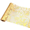 Produktbild: Eurtes Tischläufer Gold, 28CM×10M Glänzend Tischband mit Beschicht, Gold Tischband Dekostoff für Halloween Party Hochzeit Weihnachten Geburtstag Festival