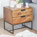 Produktbild: Nachttisch FineBuy Nachtkommode Boxspringbett Massivholz 50x40x51 cm Schubladen