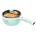 Produktbild: Vocha Elektrische Pfannen, 1,5 L Kleine Hot Pot, Antihaft Elektro Bratpfanne für Reise/Wohnheim, Tragbarer Multi Kocher mit Dual Power Contro (Grün)