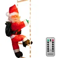 Produktbild: MONZANA® LED Weihnachtsmann Leiter XL 90cm für In-/Outdoor Timer 8 Leuchtfunktionen dimmbar Santa Claus Nikolaus Weihnachtsdeko Weihnachtsfigur