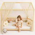 Produktbild: Baby Fancyroom Betthimmel für Hausbett Kinderbett, universell, Premium Tüll, 2-teilig, Hausbetthimmel, Bettvorhang (Beige, 340cm)