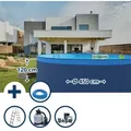 Produktbild: Stahlwandpool Set (5-teilig) rund 450x120 cm, Stahl 0,4 mm anthrazit, Folie 0,3 mm blau, Overlap - Grau