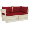 Produktbild: vidaXL Garten-Palettensofa 2-Sitzer mit Kissen Fichtenholz - Rot