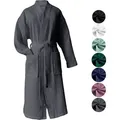 Produktbild: heimtexland ® Bademantel Waffelpique Reisebademantel Saunamantel 100% Baumwolle leicht schnelltrocknend hautfreundlich für Damen und Herren Typ88... - Grau - XL