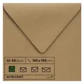 Produktbild: Netuno 50 quadratische Umschläge Kraftpapier 155 x 155 mm 100g Aster Kraft schöne Briefumschläge Vintage quadratisch Einladungs-Umschläge Hochzeit Weihnachten Geburtstag Taufe Brief-Kuvert Ökopapier