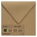 Produktbild: 50 quadratische Umschläge Kraftpapier 155 x 155 mm 100g Aster Kraft schöne Br...