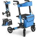 Produktbild: Juskys Rollator Vital faltbar, leicht, höhenverstellbar - Sitz, Tasche - Petrol - Blau