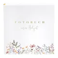 Produktbild: goldbuch 08 044 Hochzeitsalbum Blütenliebe Weiß, Fotoalbum mit 60 weißen Seiten und Pergamin-Trennblättern, Erinnerungsalbum mit Goldprägung, Photo Album mit Blumenmotiv, ca. 30 x 31 x 4 cm