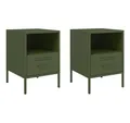 Produktbild: vidaXL Nachttisch Nachttische 2 Stk. Olivgrün 36x39x50,5 cm Stahl (2-St)