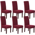 Produktbild: HOMECOVER Stuhlhussen 6er Set, Stretch Jacquard Stuhlbezug Stuhlhussen für Esszimmerstühle Universal Abnehmbarer Stuhlbezug Für Esszimmer Hotel Küche-Weinrot-6er Set
