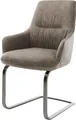 Produktbild: DELIFE Polsterstuhl Zelia-Flex, mit Armlehnen Freischwinger flach Graphit Mikrofaser Taupe Vintage Tas