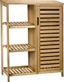 Produktbild: Badezimmerschrank aus Bambus mit 3 Ablagen und Schranktür Badregal Badschrank Badezimmerregal Holzschrank für Bad Küche oder Flur 87x66x33cm Natural