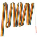 Produktbild: CIM Gymnastikband - 4m Satinband - mit Schwungstab - Rhytmische Sportgymnastik (Rainbow 4m)
