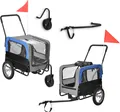Produktbild: Fahrradanhänger 2 in 1 Anhänger Jogger Hundeanhänger Hunde Transport Blau / Grau / Schwarz [pro.tec]