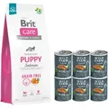 Produktbild: BRIT CARE Dog Grain-free Puppy Salmon 12kg + Wild Farm Superfood Lachs 6x400g getreidefreies Hundefutter