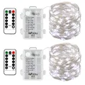 Produktbild: BXROIU 2 x50Leds Silbernedraht Micro Lichterkette Batteriebetrieb 8 Programm, LED (Kaltes Weiß)