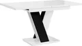 Produktbild: MEBLINI Esstisch Ausziehbar - Esszimmertisch Modern - Küchentisch - Säulentisch - Ausziehtisch - Dining Table - Esszimmertische - 120-160x80x75cm - MASIV - Weiß Hochglanz/Schwarz Hochglanz