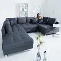 Produktbild: Moderne XXL Wohnlandschaft KENT 305cm anthrazit Federkern Bigsofa inkl. Hocker