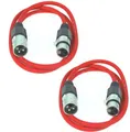 Produktbild: 2x PACCS 1 m Mikrofonkabel Rot Symmetrisch XLR to XLR, 3 pol polig DMX Kabel