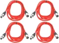 Produktbild: 4 x 5 m Mikrofonkabel 3 pol Rot XLR male auf XLR female DMX Mikrofon Kabel PACCS