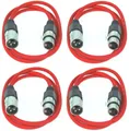 Produktbild: 4 x  PACCS 1 m Mikrofonkabel Patchkabel Rot XLR 3 pol polig DMX Mikrofon Kabel