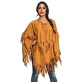 Produktbild: Boland Hippie-Kostüm Hippie Kunstleder Poncho Karneval Faschingskostüm, Hippie Hippie Cape: lockerer Überwurf mit langen Fransen braun