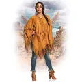 Produktbild: Boland 44095 - Poncho Indianerin, braun, Einheitsgröße für Erwachsene, Umhang in Lederoptik mit Fransen und Perlen, Häuptling, Cowboy, Squaw, Karneval, Fasching, Fastnacht, Halloween, Mottoparty