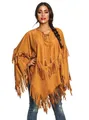 Produktbild: Boland Hippie-Kostüm Hippie Kunstleder Poncho Karneval Faschingskostüm, Hippie Hippie Cape: lockerer Überwurf mit langen Fransen