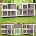 Produktbild: XXL Doppel Hasenstall Kaninchenstall Kleintierstall Balu taupe weiss 280x50x104