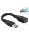 Produktbild: Delock ShapeCable USB-Verlängerungskabel USB Type A W bis A M 3.0 15 cm Schwarz (83713)