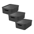 Produktbild: Rotho Jive 3er-Set Aufbewahrungsbox 10l mit Deckel, Kunststoff, anthrazit