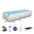 Produktbild: Bestway Power Steel Frame Pool Komplett-Set mit Filterpumpe 549 x 274 x 122 cm , lichtgrau, eckig