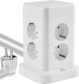 Produktbild: Echos - 12-in-1 Steckdosenturm mit 3m Kabel 8 Fach Mehrfachsteckdose mit USB C - Steckdosenleiste 4 Fach USB Mehrfachstecker mit Schalter Cube Steckdosenadapter mit Kindersicherung 3680W