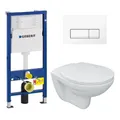 Produktbild: Tiefspül-Wand-WC Set mit WC-Sitz, UP100-Element inkl. Platte Delta50 in weiß