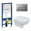 Produktbild: Wand-WC Set mit WC-Sitz, Geberit Duofix-Basic, Delta50 (ehem. Delta51) mattchrom