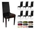 Produktbild: BEAUTEX 6er Set LEA Stuhlhusse, elastische Uni Stretch-Husse aus Samt Mikrofaser Farbe wählbar (Schwarz)