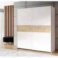 Produktbild: Forte URBANLINE Kleiderschrank 170, moderner Schwebetürenschrank, 2-türig, Schlafzimmer, Holzwerkstoff, Weiß mit Artisan Eiche Holzdekor, 170,3 ... - Weiß