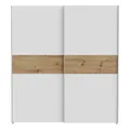 Produktbild: Forte URBANLINE Kleiderschrank 170, moderner Schwebetürenschrank, 2-türig, Schlafzimmer, Holzwerkstoff, Weiß mit Artisan Eiche Holzdekor, 170,3 cm breit x 190,5 cm hoch x 61,2 cm tief